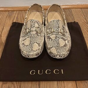 Women's Gucci Guccissima Horsebit Leather Driver Moccasin 37 Us7 Python. RARE!